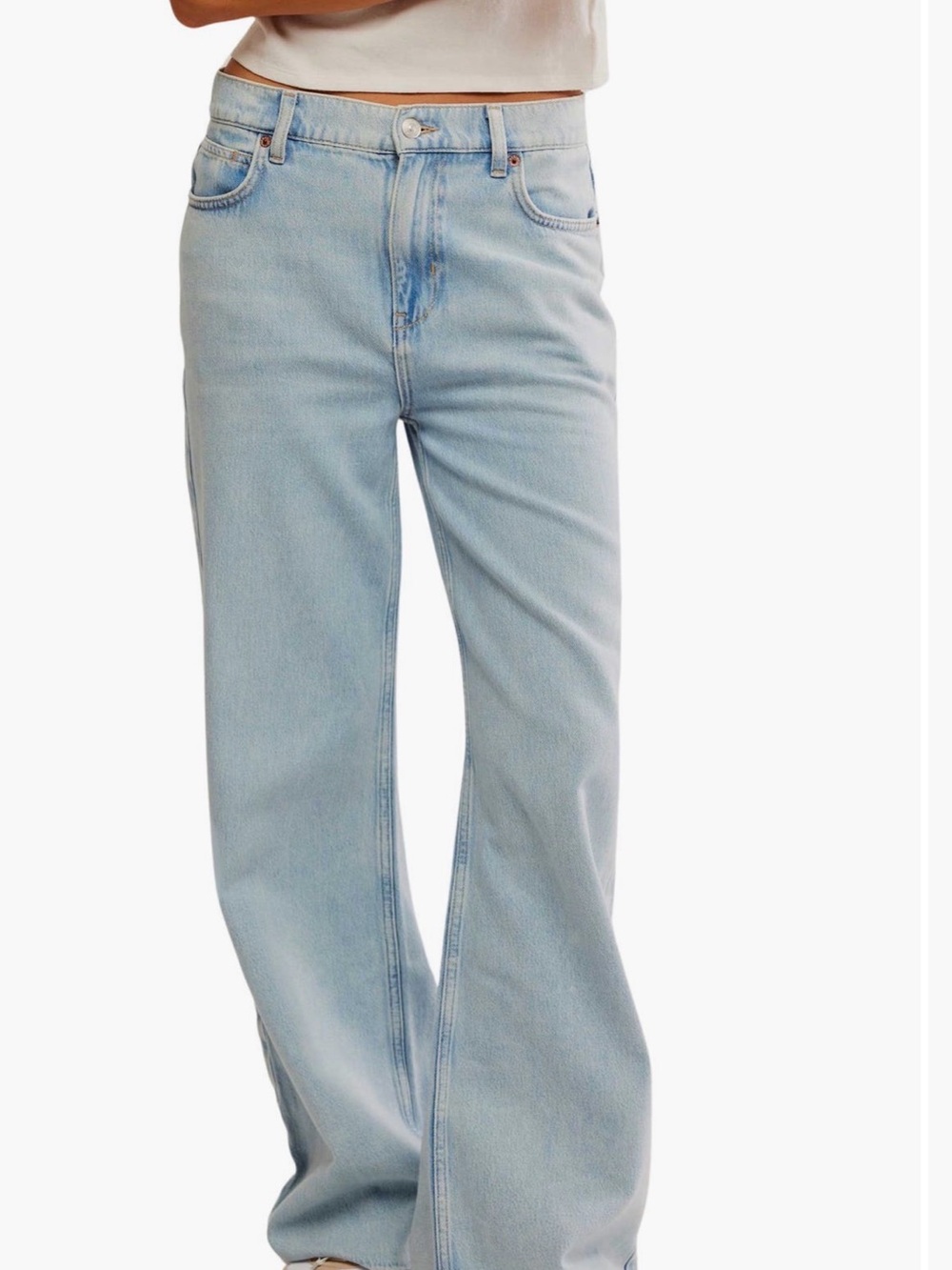 Free People Light Wash Wide Leg Jeans